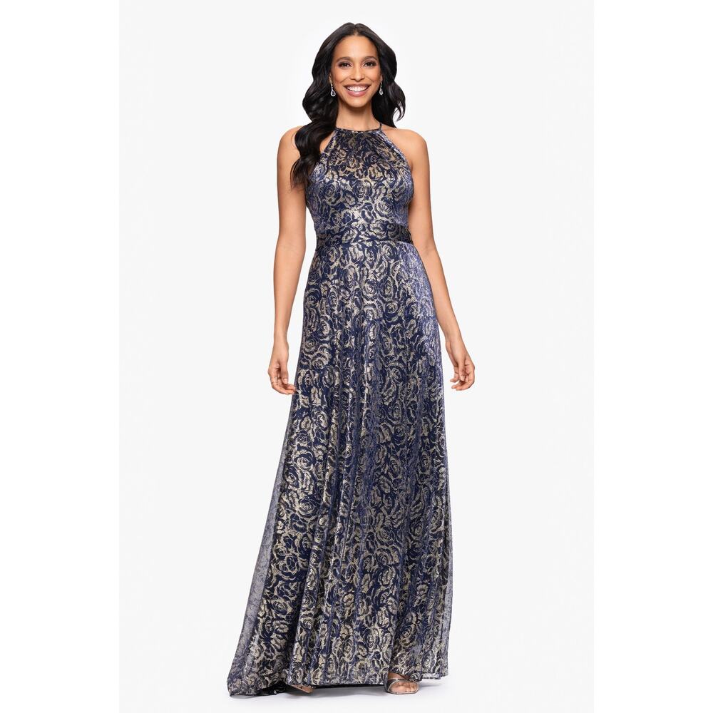 $279 Betsy & Adam Formal Evening Gown Size 10P Metallic Wedding Party Dress - Picture 2 of 15